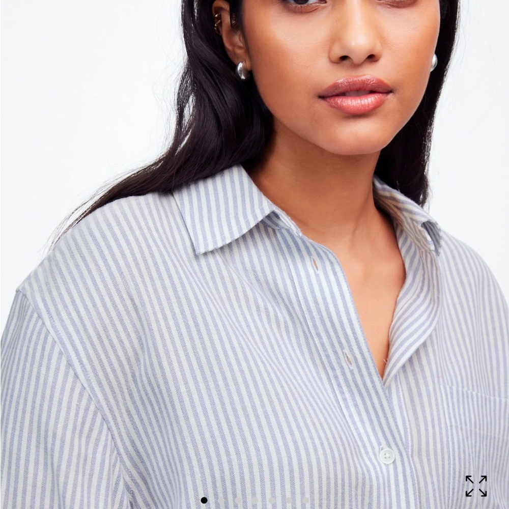 Madewell Drapey Long-Sleeve Popover Shirt in Stripe
